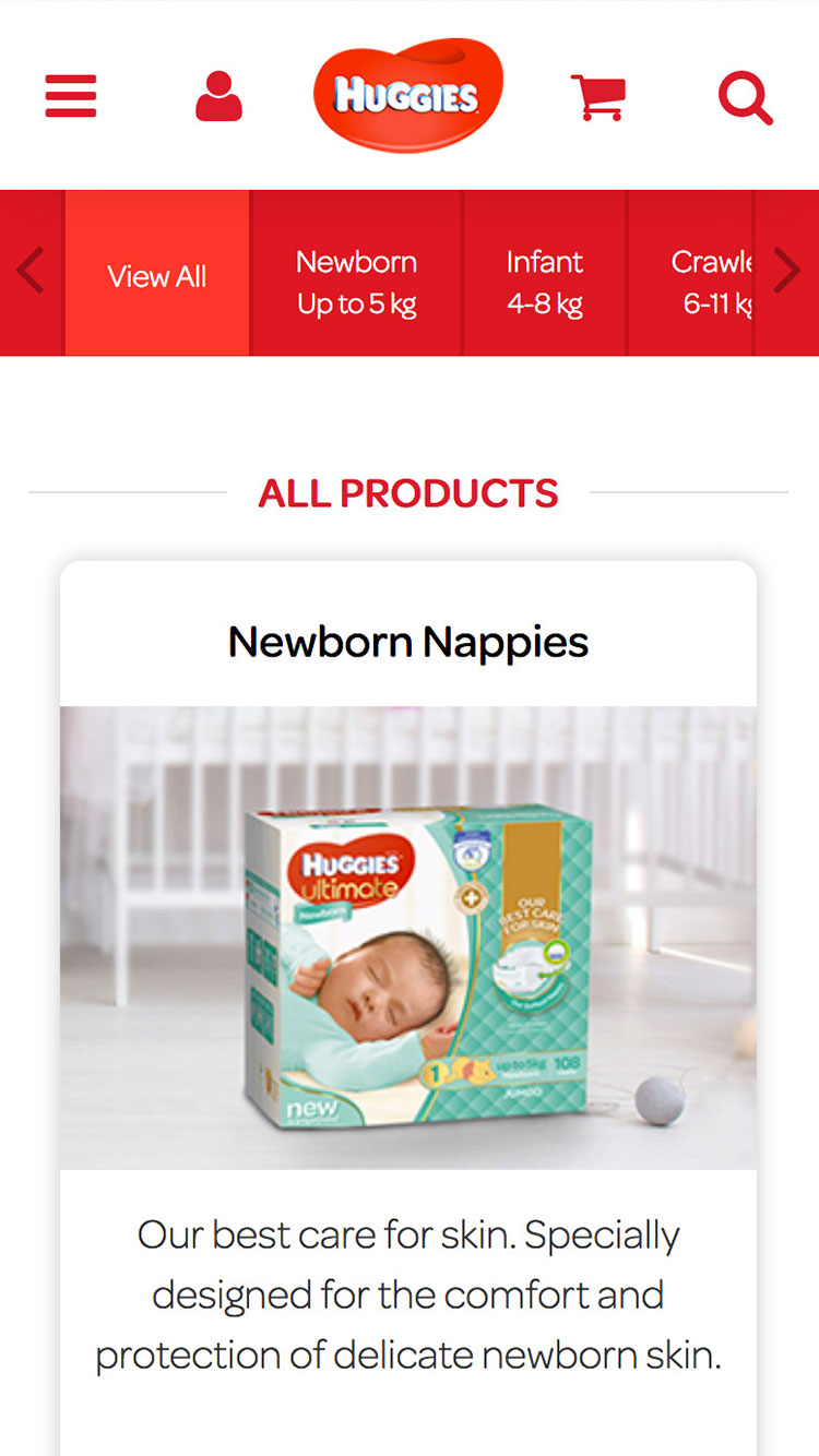 Huggies mobile layout